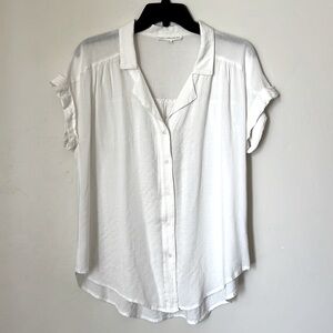 Jane + Delancey White Short Sleeve Blouse Small